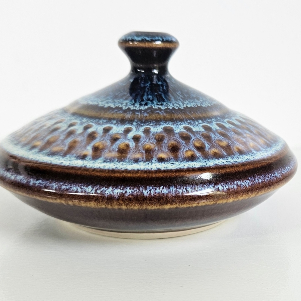 Bill Campbell studio art pottery hand thrown oil lamp incense burner vintage